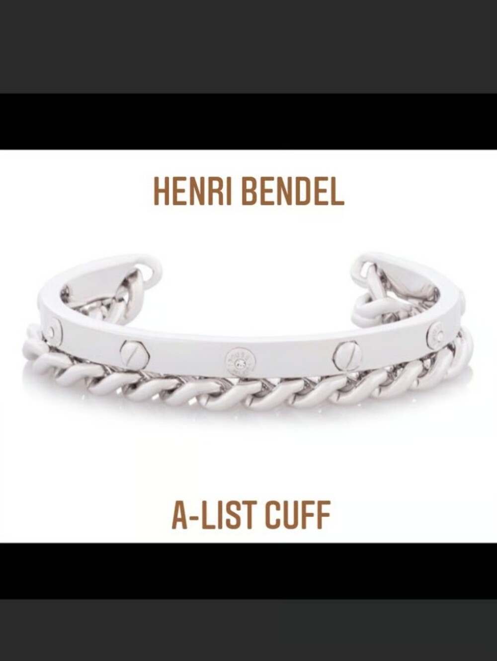Authentic Henri Bendel "The A-List" Hybrid Curb Chain & Screw Bangle Bracelet